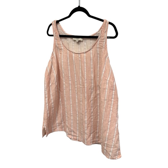 LOFT Plus cotton blend striped pink and white sleeveless top 24/26 - Picture 5 of 12